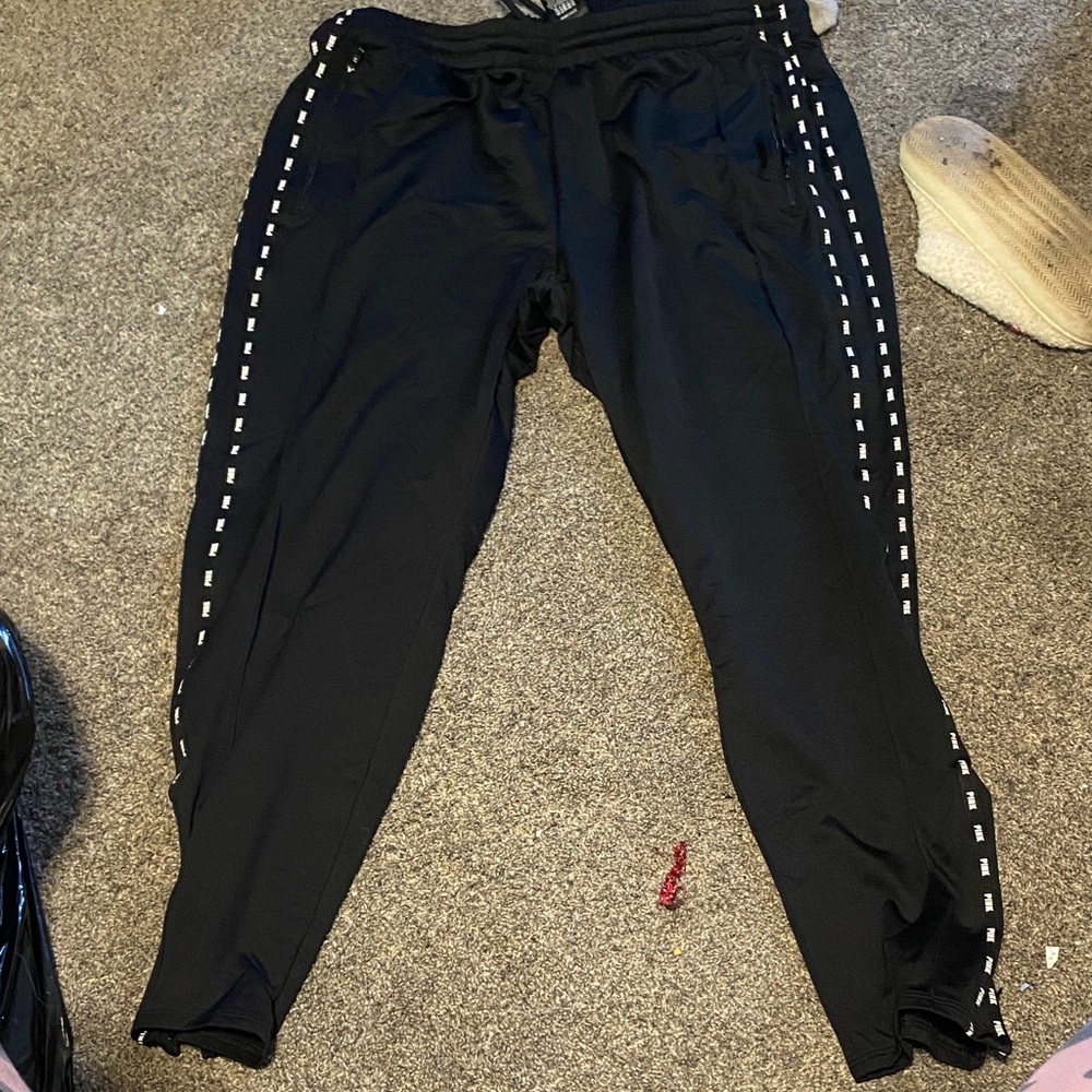 Black Joggers with White Stripe Detail